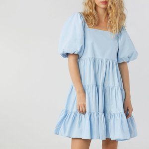 OAK + FORT Blue Puff Sleeve Dress
